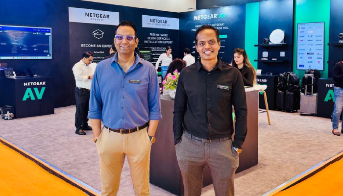 (Left to Right) Abhishek Anand, Country Manager – India & SAARC and Marthesh Nagendra, Sr. Director, Enterprise Sales, APAC & MEA Region, NETGEAR at the launch of the new models at InfoComm India 2025